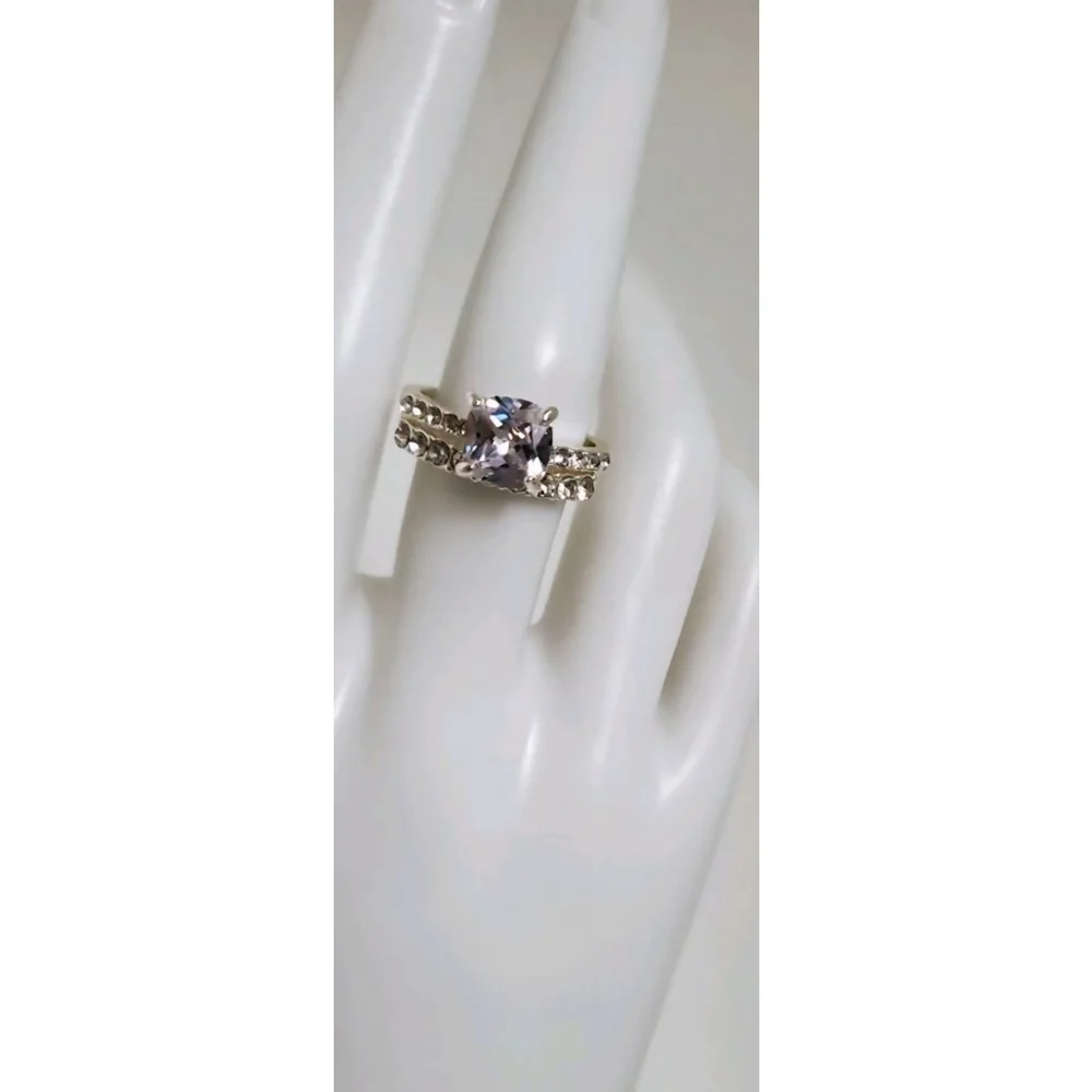 Silver Plated Cubic Zirconia Charter Club Cubic Zirconia Ring Set Size 8